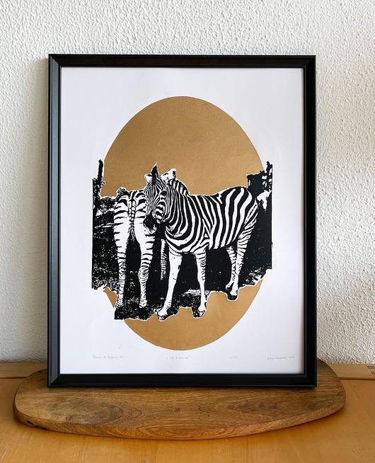 grafiki i ilustracje Linoryt "Zebry"