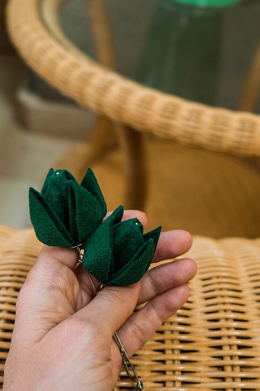 kolczyki - inne Wyraziste duże kolczyki origami TULIPANY premium butelkowa zieleń