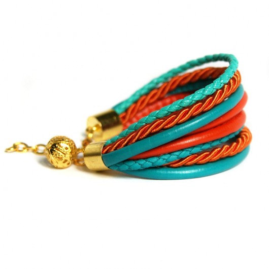 summer cords :: ORANGE & TURQUOISE kaktusia