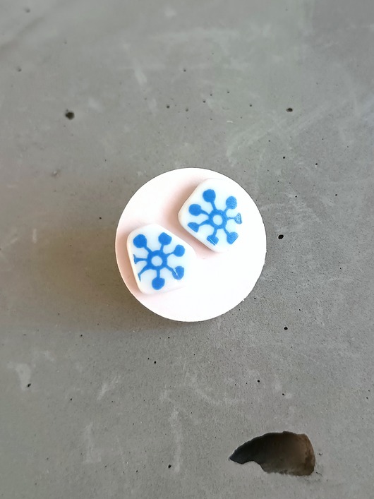 kolczyki ceramiczne Kolczyki ceramiczne w niebieskie wzory