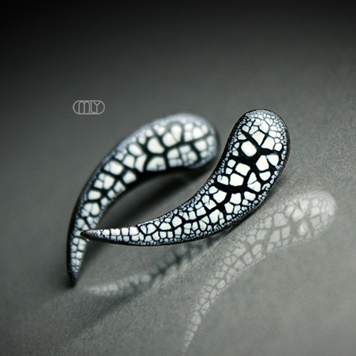 kolczyki ceramiczne Spękane Kły/stal chirurgiczna/