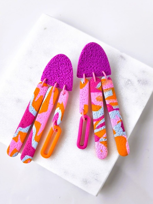 kolczyki z masy plastycznej Długie kolczyki ENDORFINOWE meduzy