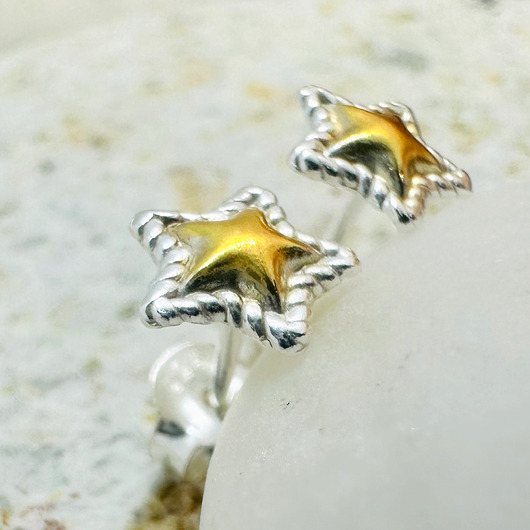 kolczyki pozłacane Złoto srebrne kolczyki  gwiazdki, mini  sztyfty