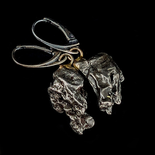 kolczyki srebrne Kolczyki srebrne kosmiczne surowe meteoryty