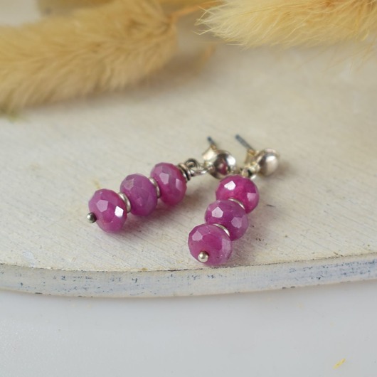 kolczyki srebrne Rubin oponki - srebrne kolczyki