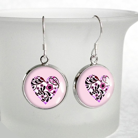 kolczyki srebrne UROCZE kolczyki srebrne serduszka retro