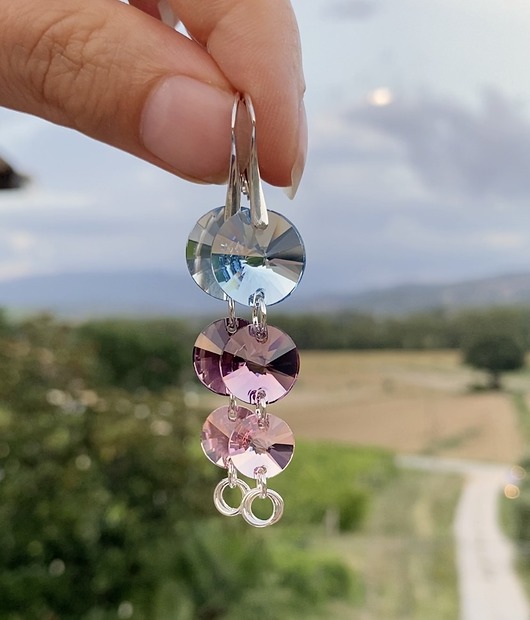 kolczyki swarovski Kolczyki srebrne-Pastelowe zachody-Kryształy Swarovskiego