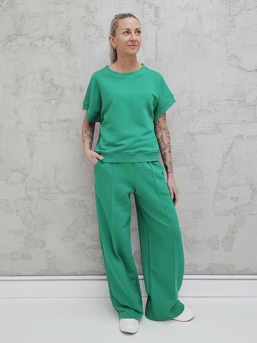 komplety damskie Chiara oversizowy komplet bezrękawnik i spodnie wide leg Sprin Green