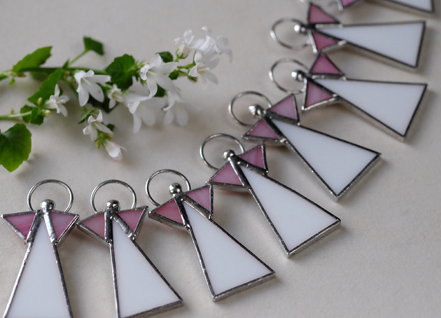 komunia - pozostałe Aniołki biało-różowe - zestaw  10 sztuk