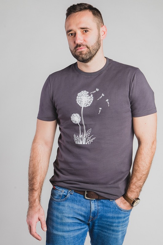 t-shirty męskie Bawełniany T-shirt z nadrukiem - Przemijanie