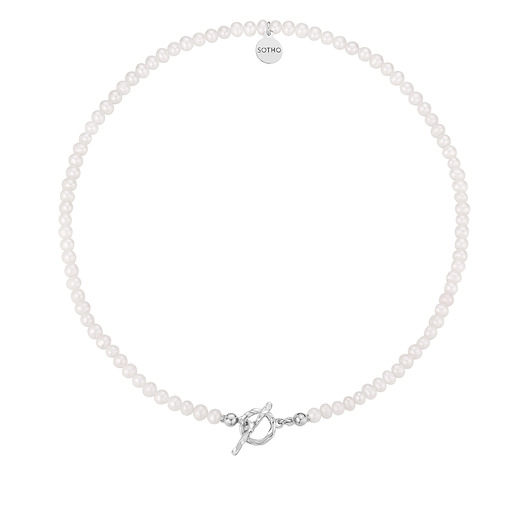 kolie Naszyjnik z pereł naturalnych ze srebrnym ozdobnym zapięciem