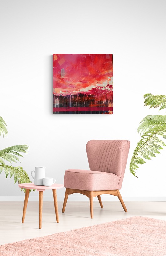 obrazy Obraz ręcznie malowany na płótnie 50 x 50 cm - abstrakcyjny pejzaż