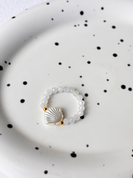 pierścionki elastyczne Pierścionek elastyczny kamień księżycowy muszla