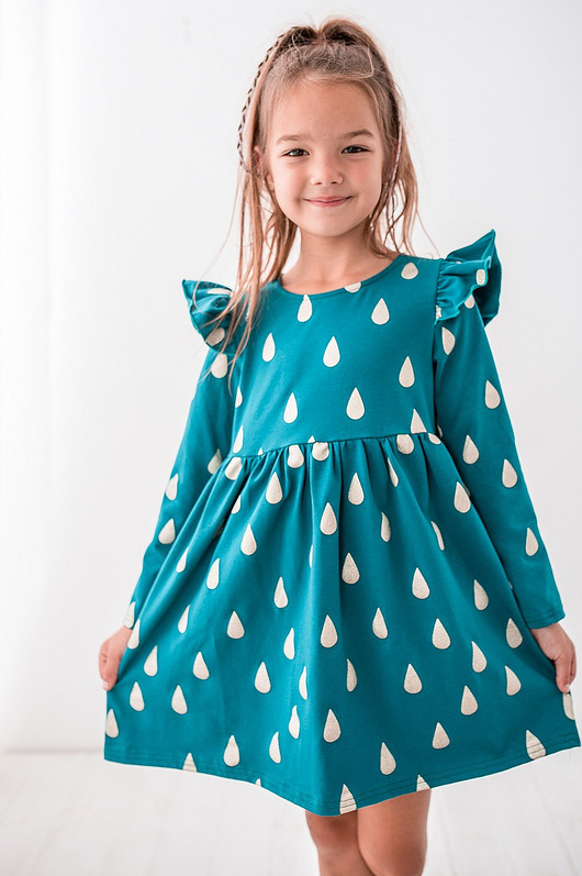 Zielona sukienka w krople dla dziewczynki My princess