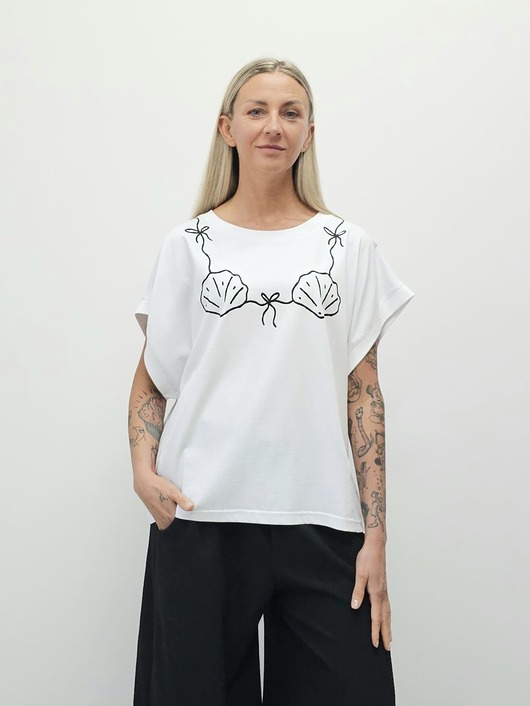 t-shirt damskie Bawełniany bezrękawnik z nadrukiem - Black bikini top