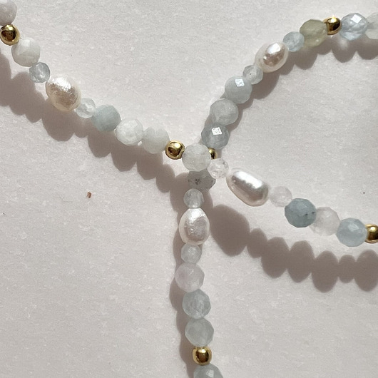 chokery Naszyjnik MORGANIT WIOSNA wykonane z kamienie naturalne i srebrna