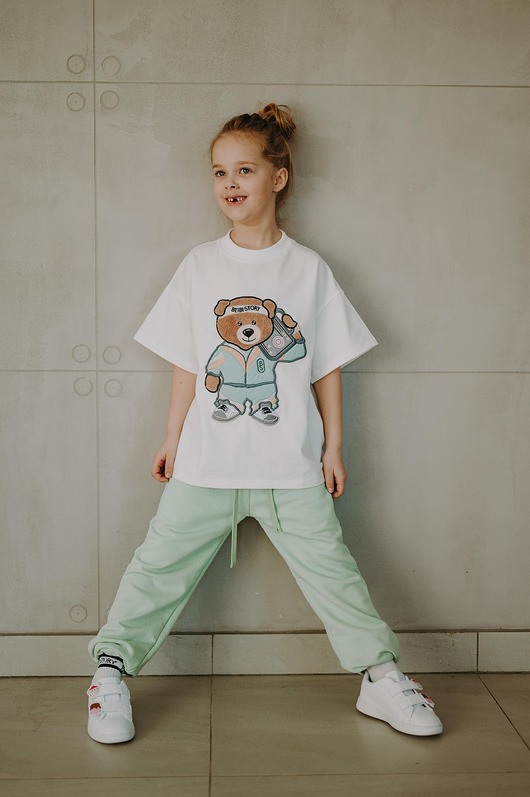 t-shirty dla chłopców T-shirt oversize Funky Teddy cream