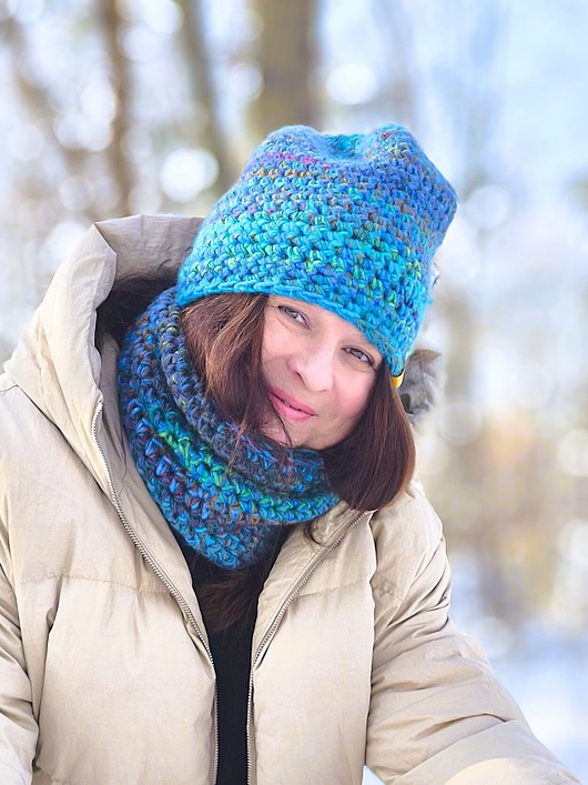 czapki damskie Komplet czapka i komin CRAZYCOLOR  "leśne szepty"