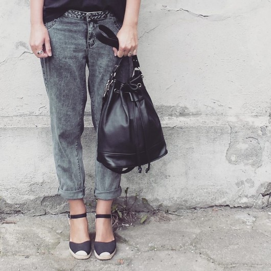 torebka worek STINE BLACK skórzana BAGS BY LENKA