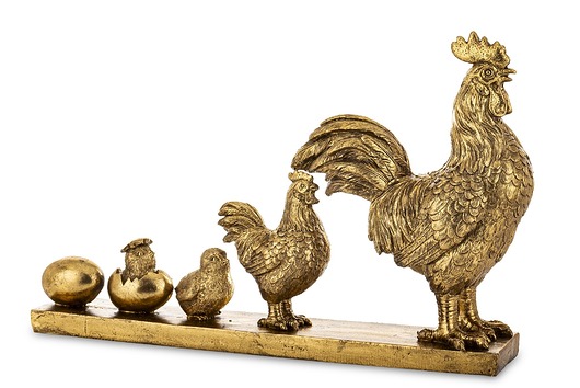 ozdoby wielkanocne Dekoracja - złota kurnikowa RODZINA 21,5x33x7 cm