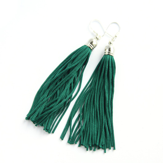 kolczyki chwosty Zielone kolczyki chwosty frędzle