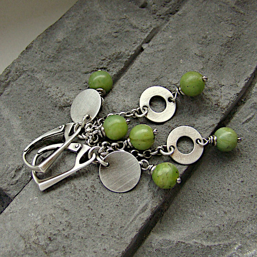 kolczyki z kamieniami Kolczyki Nefryt