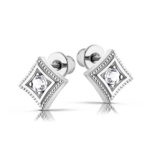 kolczyki srebrne Modena - Srebrne kolczyki z białym topazem