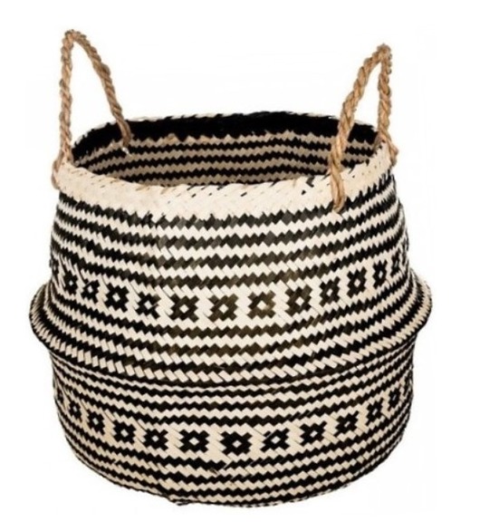 Kosz z Trawy Morskiej z Uchwytami Boho Czarny MIA home