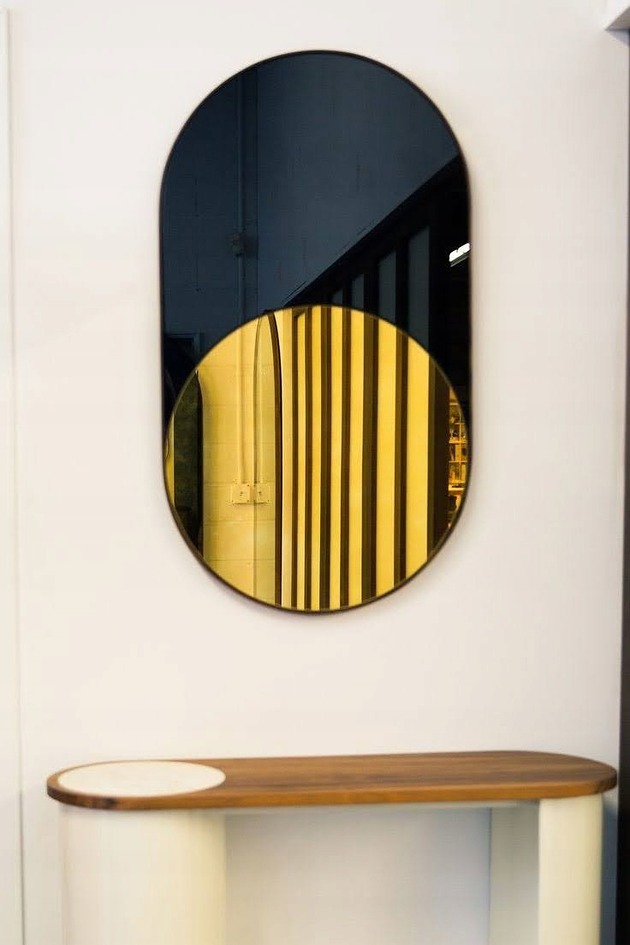 lustra stojące i wiszące LUSTRO OWALNE DEKORACYJNE GOLD & BLACK 120X60 cm FOLIA NOWOCZESNE