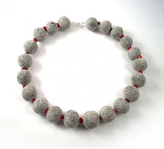 Naszyjnik:( Srebrne Zap.) Grey With Coral filcant