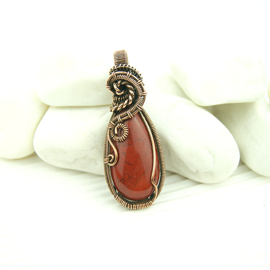 wisiory Jaspis mokait wisiorek wire wrapping