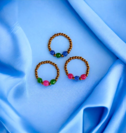 pierścionki elastyczne Pierścionek RAZEM TANIEJ! 3 pierścionki : golden summer :: jadeit, hematyt.