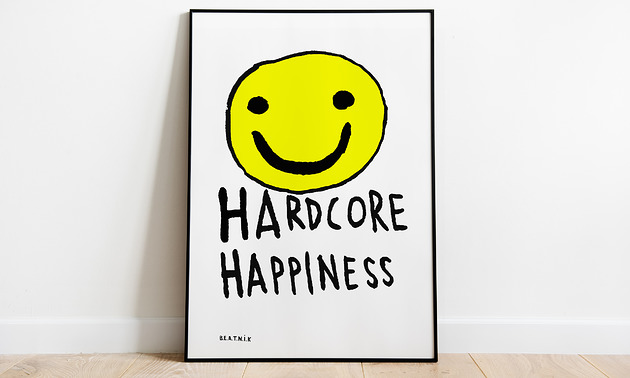 plakaty Plakat HARDCORE HAPPINESS  grafika ilustracja na szczęście dla hardkora