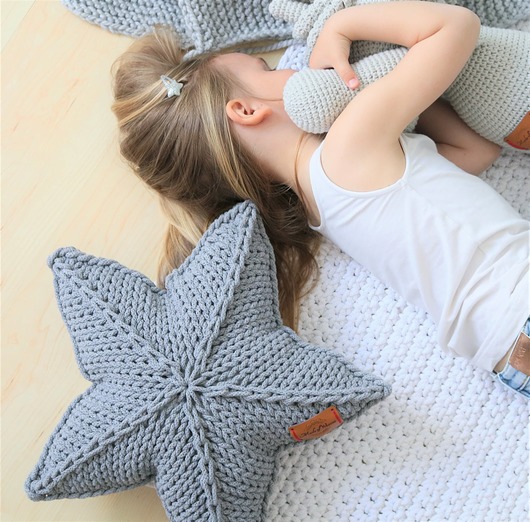 poduszki plecione Okrągła poduszka bawełniana gwiazda handmade