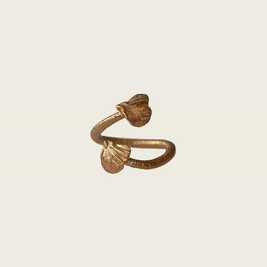 Złoty regulowany pierścień no.3- Gingko KOS jewellery