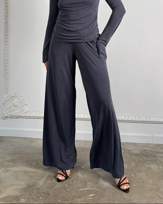 spodnie materiałowe damskie Spodnie Smooth new modal antracite