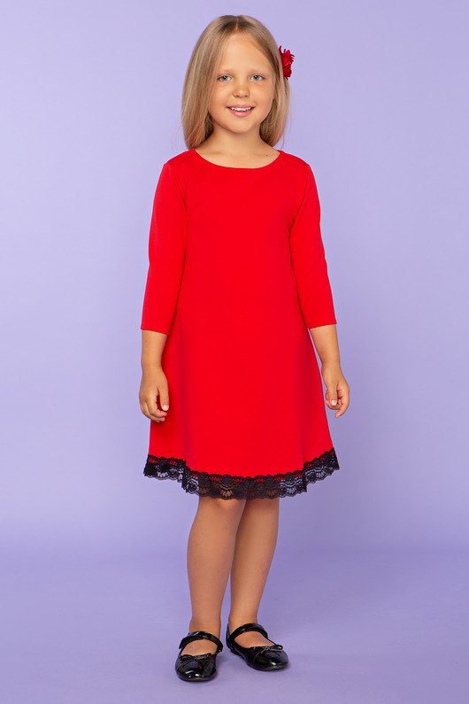 Elegancka sukienka z koronką, TD25_1,  czerwony TESSITA