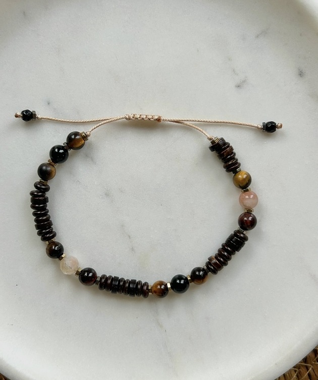 biżuteria męska Energia  - męska bransoletka z Kamieniem Słonecznym i Turmalinem