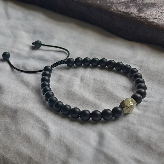 biżuteria męska Męska bransoletka : PIRYT & ONYKS : regulowana