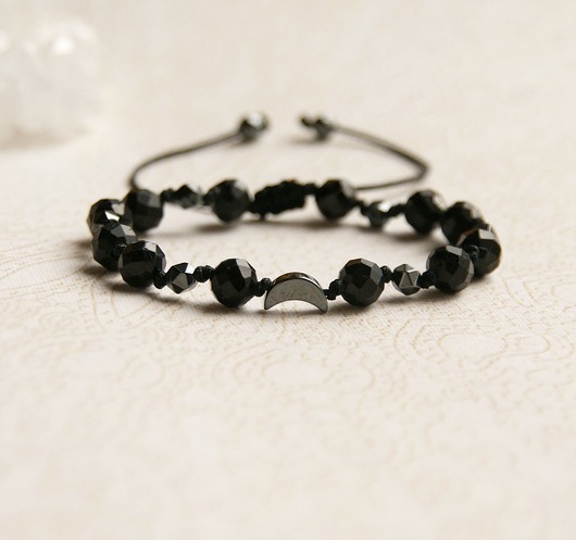 bransoletki z kamieni naturalnych OCHRONNA lunula : turmalin : dark