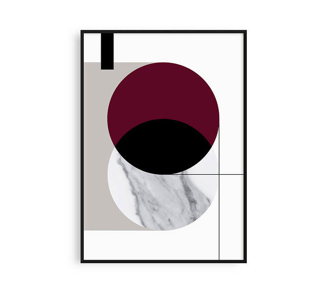 MARBLE 1 - autorski plakat z bordowym PLAKATY GEOMETRYCZNE