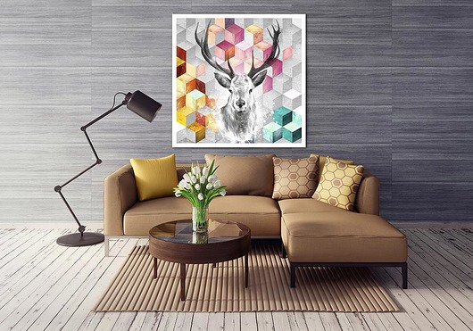 OBRAZ NA PŁÓTNIE - JELEŃ DEER- 80x80cm NOWdeco
