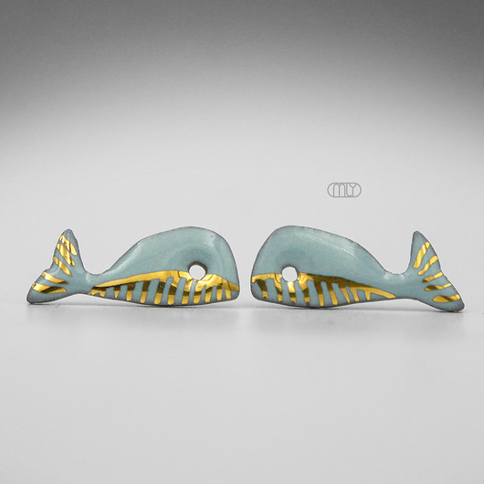 kolczyki ceramiczne Wieloryby/stal chirugiczna/