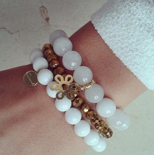 BRANSOLETKA: jadeit+kryształ+srebro  G31 Coccola JEWELLERY