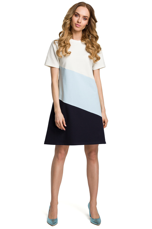 Sukienka mini w 3 kolory-błękitna(M-373) MOE