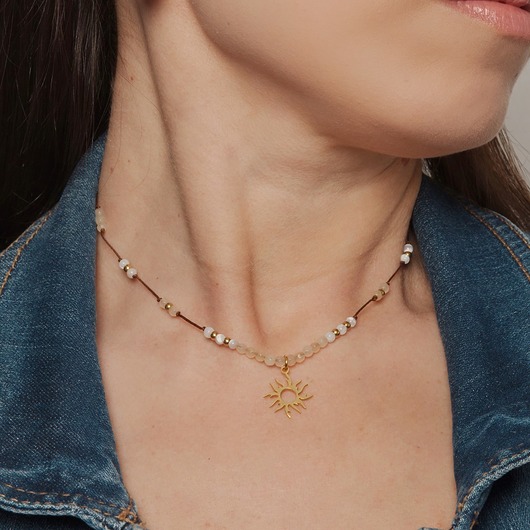 Naszyjnik KIANE regulowany z zawieszką słońce Gleeme Jewellery
