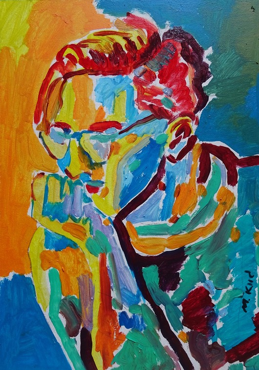 obrazy Obraz ręcznie malowany portret mężczyzna w okularach