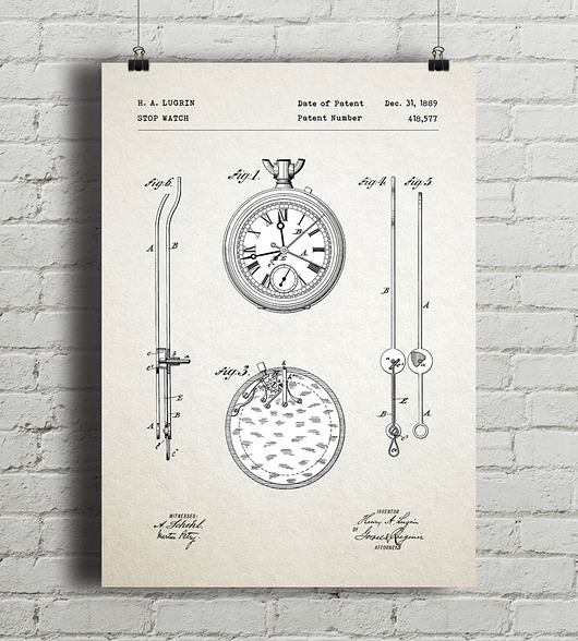 plakaty Zegarek - patent - plakat vintage