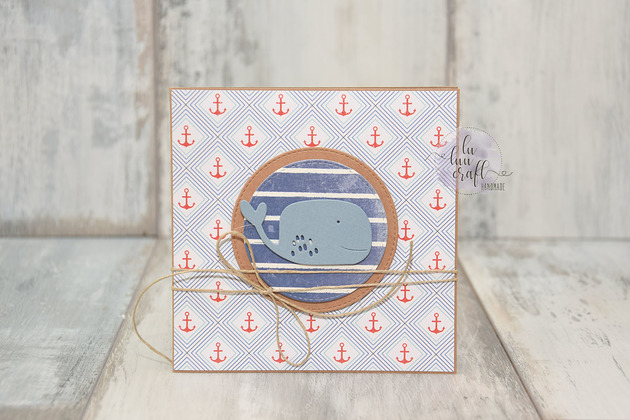 kartki scrapbooking Morska kartka z wielorybem