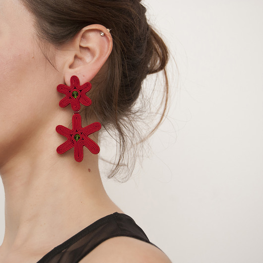 kolczyki soutache Kolczyki polski folklor - Kwiat duże